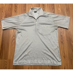 Spire Polo Shirt Mens Large Brown Dot Pattern Made USA Pocket Short Sleeve